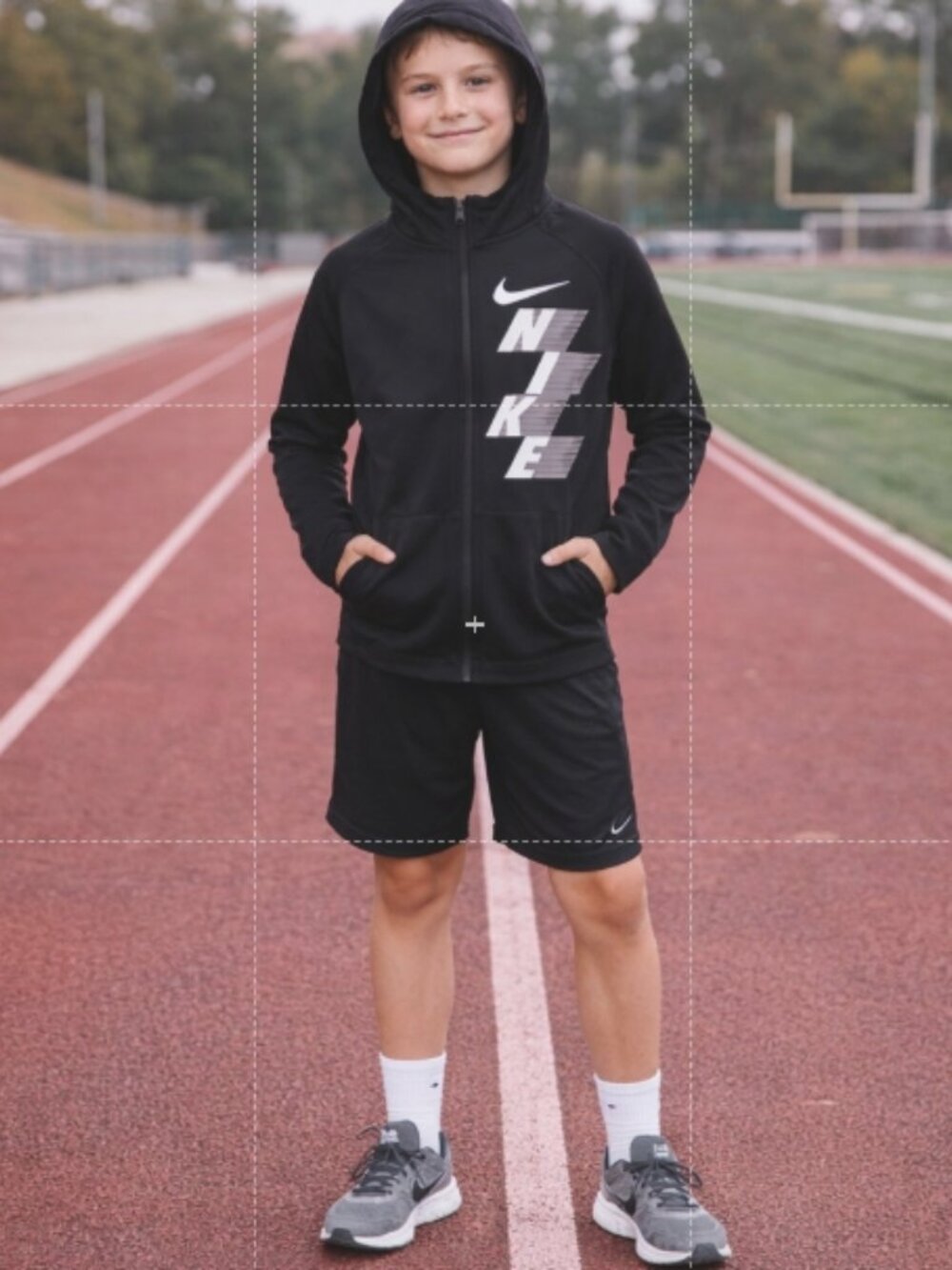 C22 Nike Dri Fit Boy's Full-Zip Graphic Training Hoodie, Medium, Pre-owned